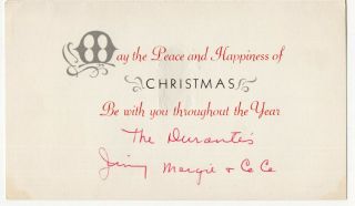 Vintage Xmas Card: Jimmy Durante & Family [signed]