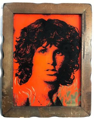 Vintage Jim Morrison The Doors Carnival Mirror Wood Frame 15 " X19 "