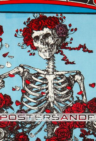 Rare Grateful Dead Fd26 Skeleton Roses Concert Poster Large Reprint 13 " X19 "