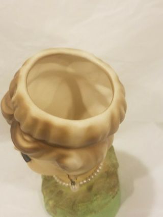 EUC Vintage Brunette Woman Lady Head Vase BRINN ' S T - 1295 Pearl Jewelry 5 