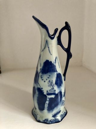 Art Nouveau Style Blue And White China Decorative Ironstone Vase