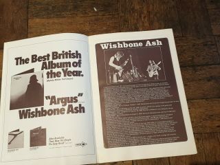 Melody Maker Poll Concert 1972 Oval 16 page tour programme Wishbone Ash,  ELP. 3