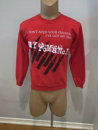 My Chemical Romance Red Crewneck Sweater Size Small I Dont Need Your Friends