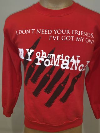 My Chemical Romance Red Crewneck Sweater Size Small I Dont Need Your Friends 2