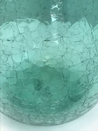 Large Vintage Blenko Blue - Green Crackle Glass Pitcher 7