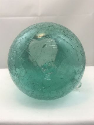 Large Vintage Blenko Blue - Green Crackle Glass Pitcher 8