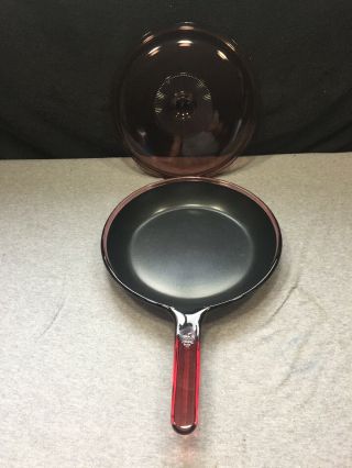 Corning Ware Pyrex Vision Cranberry Purple 10 3/4 " Frying Pan With Teflon