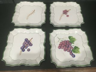Set Of 4 Vietri Disappearing Grapes Wall Plates Hand Painted Italy