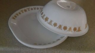 Corelle Butterfly Gold 3 (three) Platters And 1 Large Serving Bowl L9