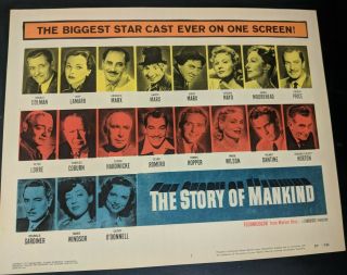 The Story Of Mankind Orig.  1957 Wb Title Lobby Card Marx Bros Vincent Price Vf