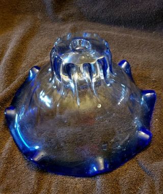 Large Cobalt Blue Cut to Clear Swirled Shannon Crystal bowl 6