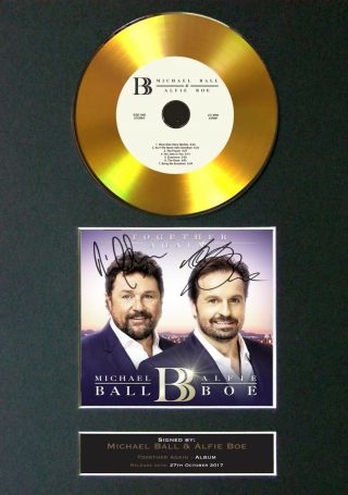 159 Michael Ball & Alfie Boe Together Again Gold Cd Signed Autograph Mounted A4