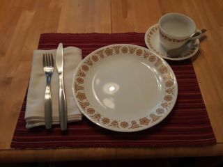 Vintage Corelle Butterfly Gold Dinnerware - Set Of 4 Plates,  Saucers,  And Mugs