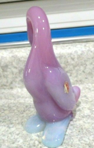 Vtg Mid Century Murano Art Glass Duck Goose Purple Pink Blue w/ Sticker EC 6 