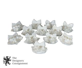 Set 12 Coalport Bone China England White Porcelain Place Card Holders Floral
