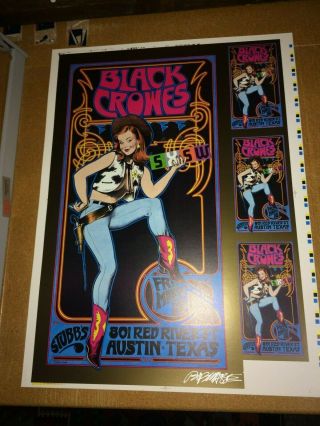 The Black Crowes Sxsw 2001 Art Print Poster 60s Artist Bob Masse Uncut Test