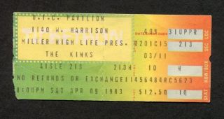 1983 The Kinks Concert Ticket Stub Uic University Illinois State Of Confusion