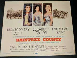 Raintree County Orig.  1957 Mgm Title Lobby Card Elizabeth Taylor Monty Clift Vf