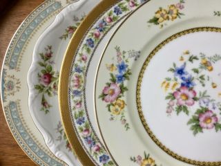 Mismatched China Dinner Plates Vintage Set Of 4 Colorful Florals