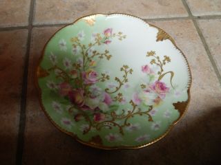Antique A& K Limoges France Hp Porcelain Rose Design Plate