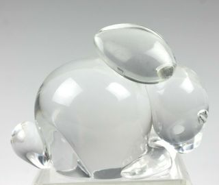 Retired Vtg Signed Steuben Fine American Art Glass Crystal Rabbit Figurine Alp