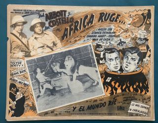 Bud Abbott And Lou Costello Africa Screams Mexican Lobby Card 1949