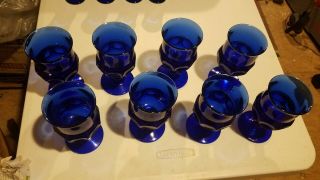 Set /8 Perfect Kings Crown Cobalt Blue 5 1/2 " Water Goblets