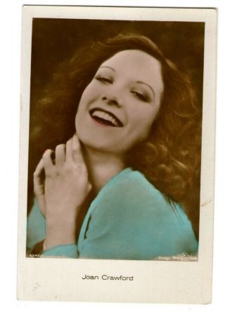 Joan Crawford Vint Hand Tinted Colour Foreign Photo Postcard