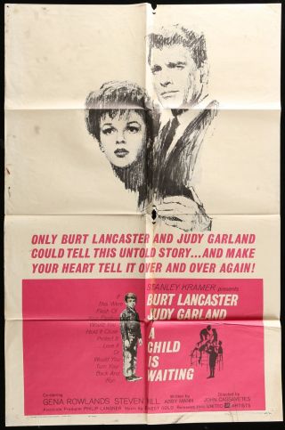 Judy Garland A Child Is Waiting Vintage 1963 One Sheet Movie Poster