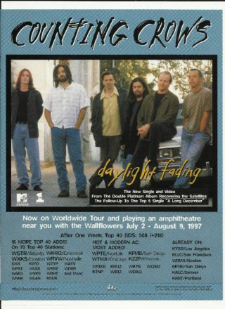 Counting Crows Daylight Fading Trade Ad Poster For Cd
