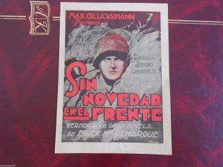 1930 Orig Movie Herald All Quiet On Western Front Lewis Ayres Made Uruguay