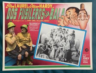 Stan Laurel And Oliver Hardy Bonnie Scotland Mexican Lobby Card 1935