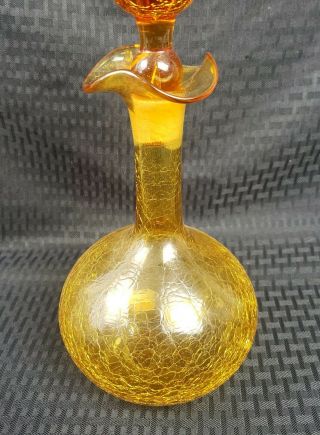Vintage Crackle Blown Glass Empoli Decanter Bottle 2