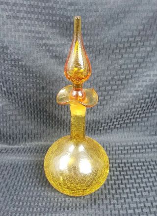 Vintage Crackle Blown Glass Empoli Decanter Bottle 8