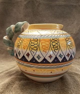 Vintage Deruta Italian Pottery Twisted Handle Pitcher