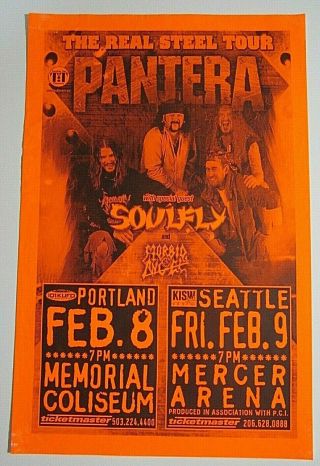 Pantera 2001 Vintage Concert Poster Soulfly Morbid Angel Realsteel Tour