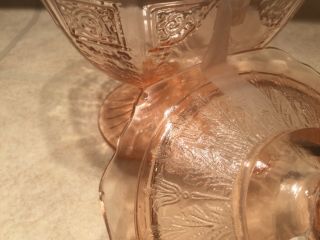 Vtg Pink Depression Glass 8 1/2” Princess Candy Dish with Lid on a stem 8