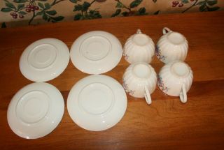 VINTAGE WS GEORGE BOLERO FIESTA CHINA - 4 CUPS/SAUCERS,  TEAPOT WITH LID 4