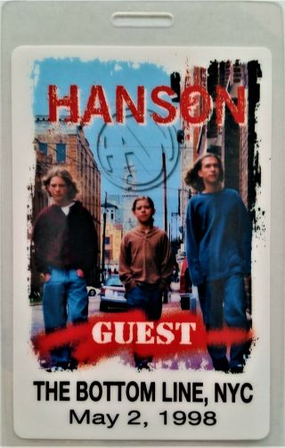 Hanson Laminated Backstage Pass - York City - 1998 - Guest - Perfect