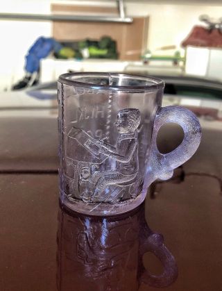 Rare Eapg Adams & Co Alphabet & Children Mug Sca Antique Purple Glass