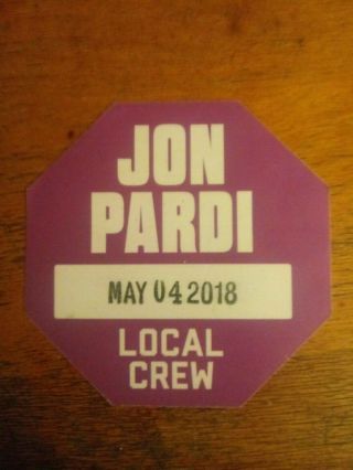 Jon Pardi 2018 Tour Local Crew Backstage Pass