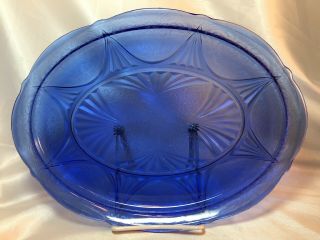 Hazel Atlas Royal Lace Blue 13 " Oval Plate,  Serving Platter,  Vintage