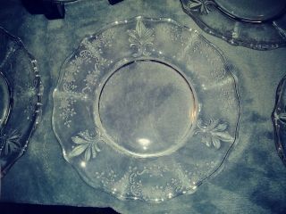 8 Baroque Salad Plates Meadow Rose Clear by FOSTORIA 7 1/2 