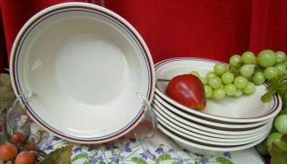 8 Corelle Abundance - Country Morning Soup Salad or Cereal Bowls Blue Maroon EUC 2