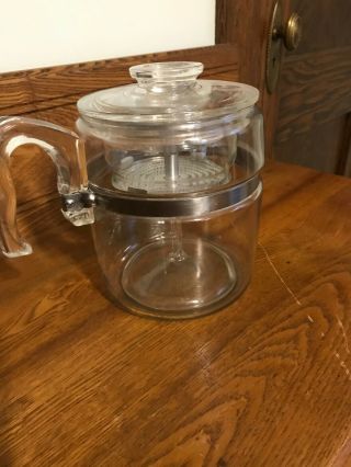 Vintage 7759 Pyrex Flameware Glass 9 Cup Percolator Stove Top Coffee Pot