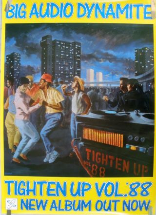 Rare Big Audio Dynamite Tighten Up 1988 Vintage Music Record Store Promo Poster