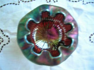 NORTHWOOD “BEADED CABLE” ANTIQUE ART GLASS Iridescent Rose Bowl Carnival Glass 4