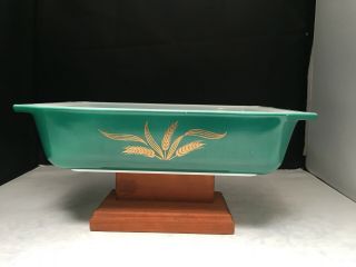 Vintage Pyrex Green Wheat Promotional Space Saver Casserole Dish 1960s No Lid