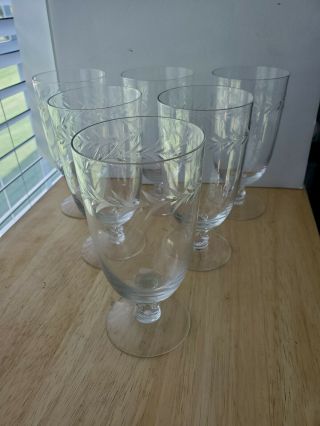 Set Of 6 Vintage Fostoria Holly Clear Iced Tea Glasses Tumblers Cut Crystal