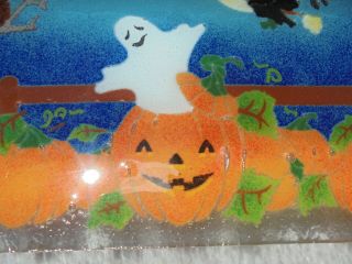 Peggy Karr Signed Fused Glass Halloween Tray 13 3/4 
